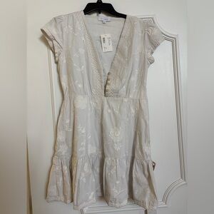 Intermix Ivory Embroidered Mini Dress Size 4